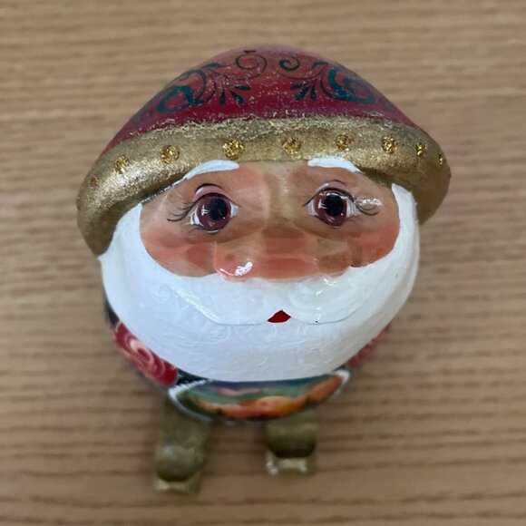 Vintage Russian Handcrafted Wooden Santa Figurine Signed Hand Painted Christmas - Picture 5 of 11